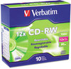 A Picture of product VER-95156 Verbatim® CD-RW High-Speed Rewritable Disc,  700MB, 4X-12X High Speed, Branded Surface, 10/PK Slim Case