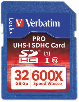 Verbatim® Pro 600X SDHC UHS-1 Memory Card,  Class 10 UHS-1, 32GB