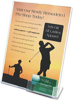 deflecto® Superior Image® Slanted Sign Holder with Pocket,  8-1/2w x 11h, Clear