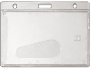 Advantus® Frosted Rigid Badge Holder,  2 1/8 x 3 3/8, Clear, Horizontal, 25/BX