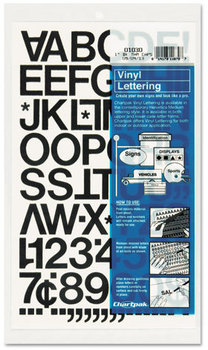 Chartpak® Press-On Vinyl Letters & Numbers,  Self Adhesive, Black, 1"h, 88/Pack