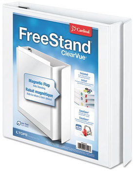 Cardinal® FreeStand™ Easy Open® Locking Slant-D® Ring Binder, 1" Cap, 11 x 8 1/2, White