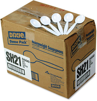Dixie® Plastic Cutlery, Heavyweight Soup Spoons, White, 1000/Carton