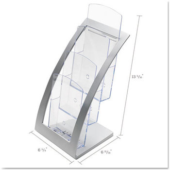 deflecto® Three-Tier Literature Holder,  6-3/4w x 6-15/16d x 13-5/16h, Silver