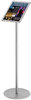 A Picture of product DEF-692045 deflecto® Floor Sign Display with Rear Literature Pocket,  8 1/2" x 11", 45" High, Silver