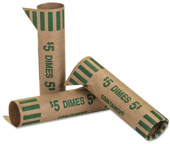 Coin-Tainer® Preformed Tubular Coin Wrappers,  Dimes, $5, 1000 Wrappers/Box