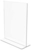 A Picture of product DEF-590801 deflecto® Stand-Up Double-Sided Sign Holder,  Plastic, 8 1/2 x 11, Clear