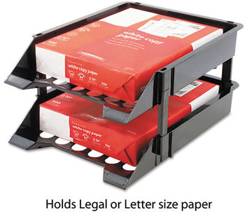 deflecto® Super Tray® Unbreakable Countertop Tray Set,  Two Tier, Plastic, Black
