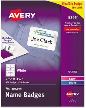 Avery® Flexible Adhesive Name Badge Labels 3.38 x 2.33, White, 400/Box