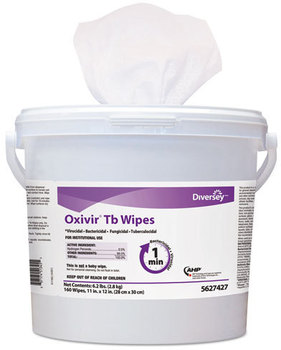 Diversey™ Oxivir® TB Disinfectant Wipes. 11 X 12 in. 160 wipes/bucket, 4 buckets/case.