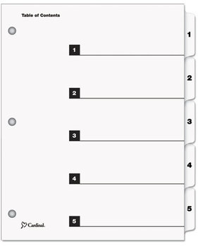 Cardinal® OneStep® Printable Table of Contents and Dividers, 5-Tab, 1-5, Letter, White, 5/Set