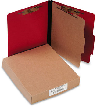 ACCO ColorLife® PRESSTEX® Classification Folders 2" Expansion, 1 Divider, 4 Fasteners, Letter Size, Executive Red Exterior, 10/Box