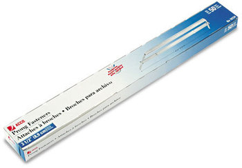 ACCO Premium Two-Piece Paper Fasteners Two-Prong Fastener Base and Compressor Sets, 3.5" Capacity, 8.5" Center to Silver, 50/Box