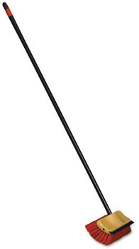 O-Cedar® Commercial Bi-Level Floor Scrub Brush, Polypro Bristles, 10" Block, 54"Handle, Beige/Black