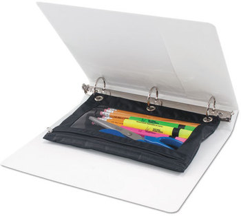 Advantus® Binder Pencil Pouch,  10 x 7 3/8, Black/Clear, 3/Pack