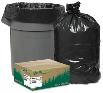 Earthsense® Commercial Linear Low Density Recycled Can Liners, 40-45gal, 2mil, 40 x 46, Black, 100/Carton