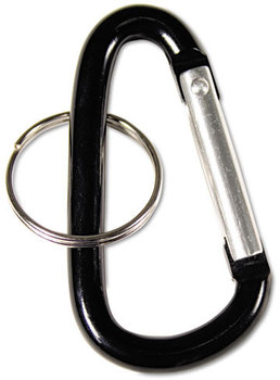 Advantus® Carabiner Key Chains with Split Key Rings, Split Key Rings, Aluminum, Black, 10/Pack