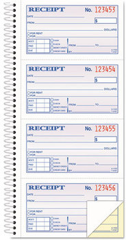 Adams® 2-Part Receipt Book,  2 3/4 x 4 3/4, Carbonless, 200 Forms