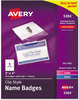 A Picture of product AVE-5384 Avery® Name Badge Holder Kits with Inserts Clip-Style Laser/Inkjet Insert, Top Load, 4 x 3, White, 40/Box