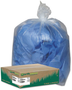 Earthsense® Commercial Linear Low Density Clear Recycled Can Liners, 55-60gal, 1.5mil, Clear, 100/Carton