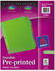 A Picture of product AVE-11331 Avery® Preprinted Plastic Tab Dividers Durable 12-Tab, Jan. to Dec., 11 x 8.5, Assorted, 1 Set