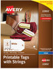 A Picture of product AVE-22802 Avery® Printable Tags with Strings Rectangular 2 x 3.5, Matte White, 96/Pack