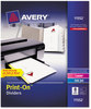 A Picture of product AVE-11552 Avery® Customizable Print-On™ Dividers 3-Hole Punched, 8-Tab, 11 x 8.5, White, 5 Sets