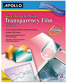 Apollo® Inkjet Printer Transparency Film, Letter, Clear, 50/Box