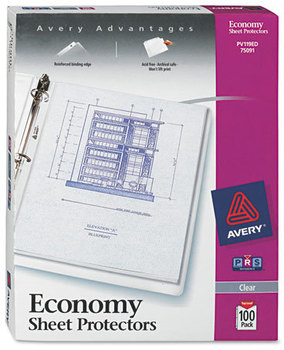 Avery® Standard and Economy Weight Clear Semi-Clear Sheet Protector Top-Load Gauge, Letter, 100/Box