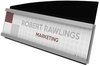 A Picture of product DEF-89105 deflecto® Interior Image® Sign Holder,  Landscape, 8 1/2 x 2 Insert, Black/Silver