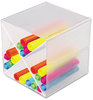 A Picture of product DEF-350201 deflecto® Stackable Cube Desktop Organizer,  Clear Plastic, 6 x 6 x 6