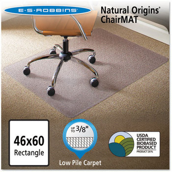 ES Robbins® Natural Origins® Chair Mat for Carpet,  46 x 60, Clear