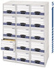 A Picture of product FEL-00302 Bankers Box® STOR/DRAWER® STEEL PLUS™ Extra Space-Savings Storage Drawers 10.5" x 25.25" 5.25", White/Blue, 12/Carton