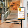 A Picture of product DEF-692056 deflecto® Double-Sided Magnetic Sign Stand,  8 1/2 x 11, 56" High, Silver