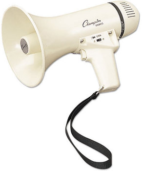 Champion Sports Megaphone,  4-8W, 400 Yard Range, White