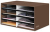 A Picture of product FEL-6171301 Bankers Box® Decorative Literature Sorter 8 Letter Compartments, 19.5 x 12.38 10.25, Black/White Brocade