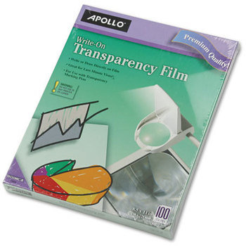 Apollo® Write-On Transparency Film, Letter, Clear, 100/Box