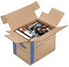 A Picture of product FEL-0062701 Bankers Box® SmoothMove™ Prime Moving & Storage Boxes Moving/Storage Hinged Lid, Regular Slotted Container, Small, 12" x 16" Brown/Blue, 10/Carton