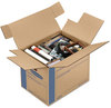 A Picture of product FEL-0062701 Bankers Box® SmoothMove™ Prime Moving & Storage Boxes Moving/Storage Hinged Lid, Regular Slotted Container, Small, 12" x 16" Brown/Blue, 10/Carton