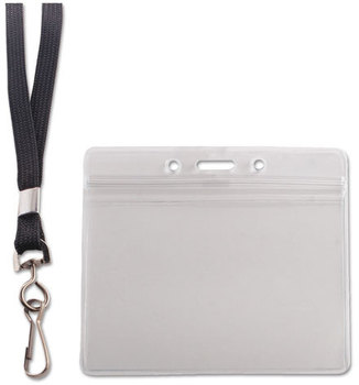 Advantus® Resealable ID Badge Holders,  Lanyard, Horizontal, 3 3/4 x 2 5/8, Clear, 20/Pack