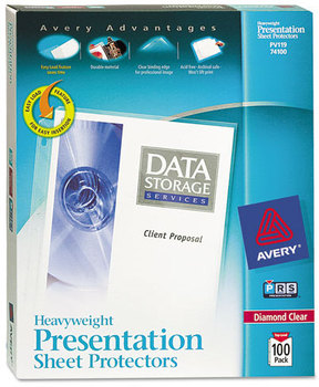 Avery® Heavyweight and Super Easy Load Diamond Clear Sheet Protector Top-Load Poly Protectors, Heavy Gauge, Letter, 100/Box