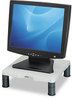 A Picture of product FEL-91712 Fellowes® Standard Monitor Riser For 21" Monitors, 13.38" x 13.63" 2" to 4", Platinum/Graphite, Supports 60 lbs