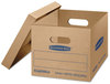 A Picture of product FEL-7714210 Bankers Box® SmoothMove™ Classic Moving & Storage Boxes Moving/Storage Half Slotted Container (HSC), Small, 12" x 15" 10", Brown/Blue, 20/Carton