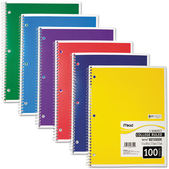 Mead® Spiral® Notebook,  Perforated, College Rule, 8 1/2 x 11, White, 100 Sheets