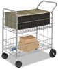 A Picture of product FEL-40912 Fellowes® Wire Mail Cart Metal, 2 Bins, 21.5" x 37.5" 39.5", Chrome