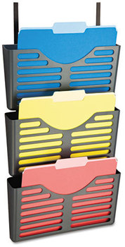 Officemate VerticalMate Cubicle Wall File Pocket,  3 Pockets, Letter, 28 x 13 1/2 x 4 3/4, Charcoal
