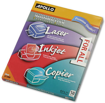Apollo® Transparency Film, Letter, Clear, 50/Box
