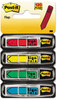A Picture of product MMM-684SH Post-it® Flags Arrow Message 1/2" 0.5" Page w/Dispensers, "Sign Here", Asst Primary, 30 Dispenser, 4 Dispensers/Pack