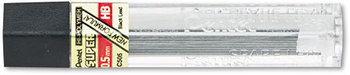 Pentel® Super Hi-Polymer® Lead Refills, 0.5mm, HB, Black, 12 Leads/Tube