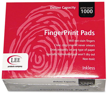 LEE Inkless Fingerprint Pad, 2 1/4 x 1 3/4, Black, Dozen